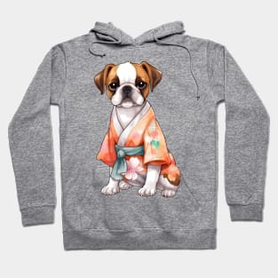 Watercolor Boxer Dog in Kimono Hoodie